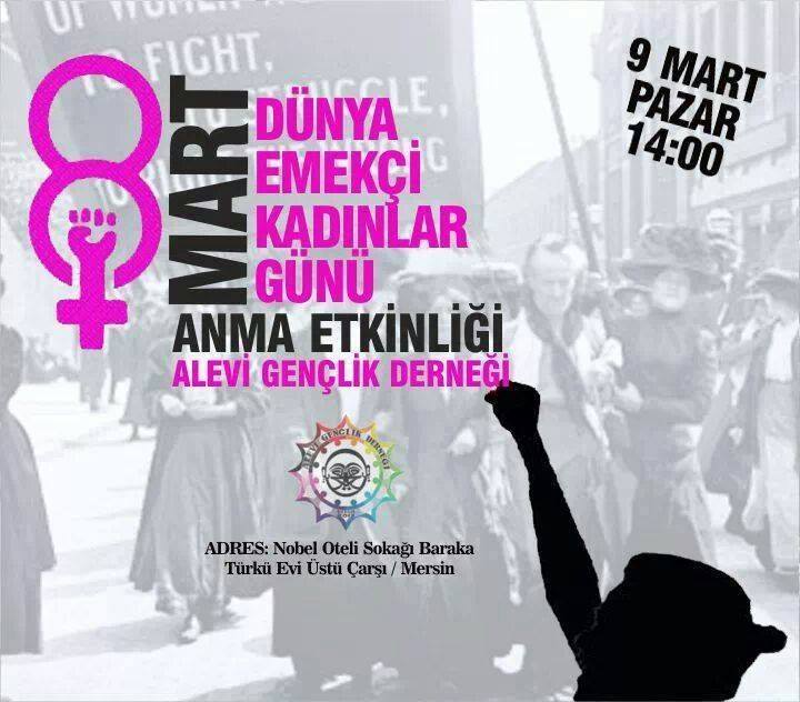 Mersin Alevi Gençliği Derneğinden 9 Mart Pazar Günü 2 Etkinlik