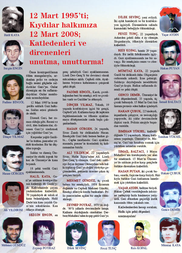 12 Mart Gazi Mahallesi Şehitlerini Unutmadık
